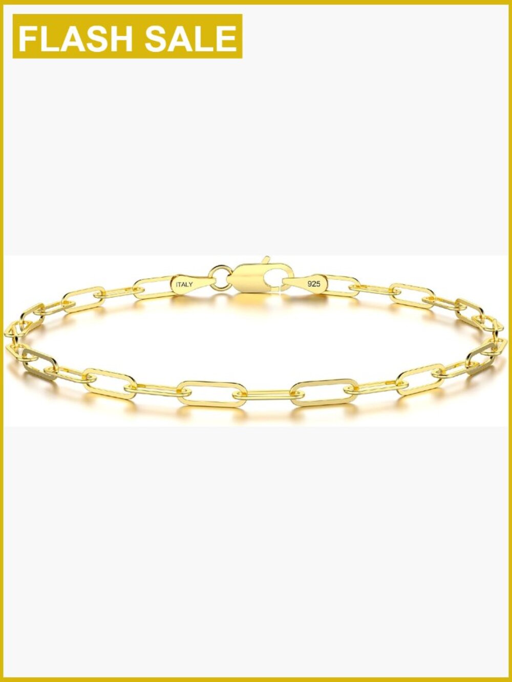 Sterling Silver Paperclip Chain Bracelet 7 Inches